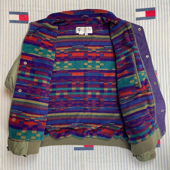 Vintage Columbia Fleece Lined Full Zip Up snap button Jacket - Picture 3 of 12